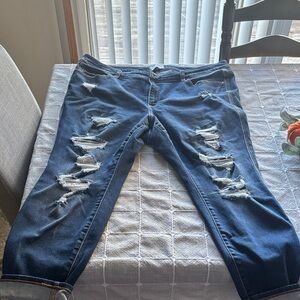 Lane Bryant Distressed Ankle Jeans in Dark Blue